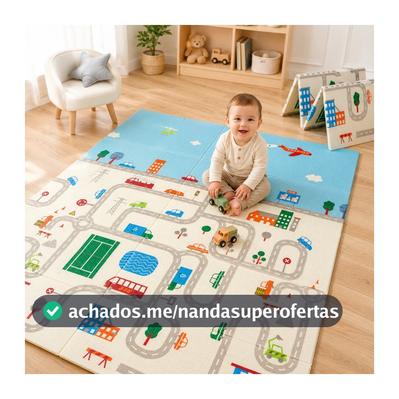 Tapete Infantil Bebê Emborrachado Sensorial Dobrável Dupla Face Educativo