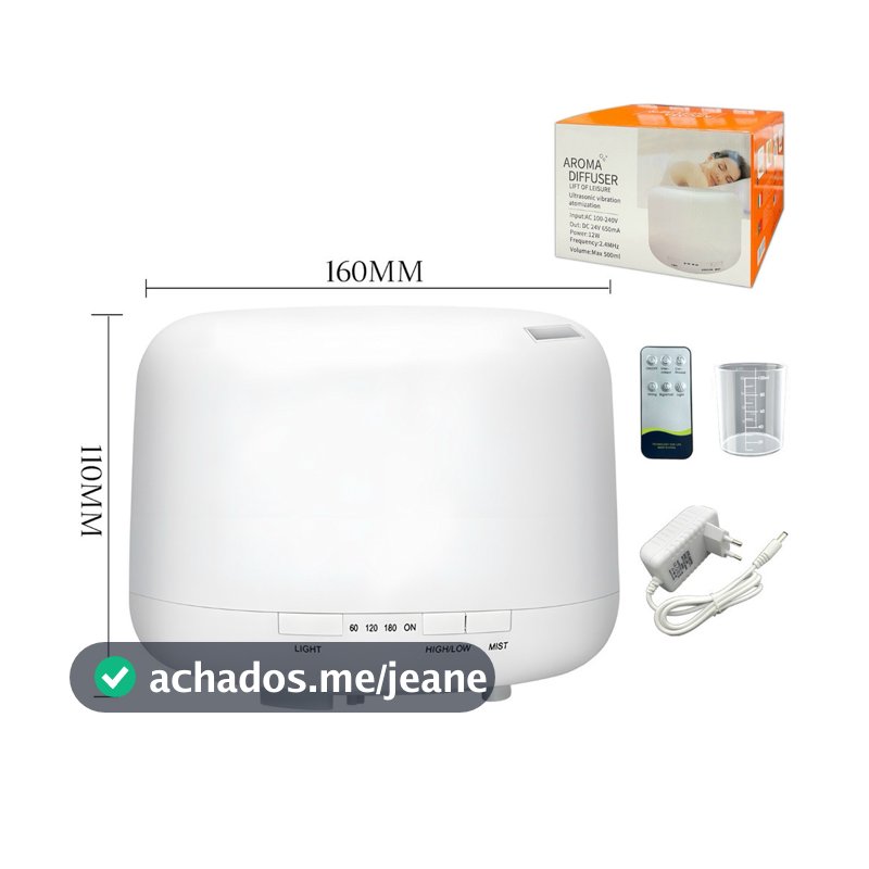 500/300ML Umidificador Difusor Aromatizador  Ultrassônico Estilo Led 7 cores com controle