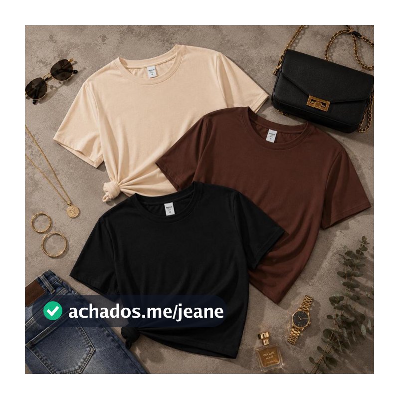 Kit 3 T-shirt Feminina Básica 100% Algodão Camisa Casual Envio Imediato