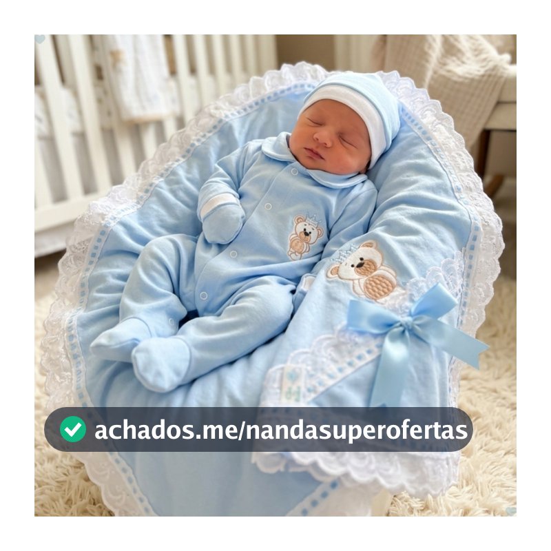 Kit Saída Maternidade Bebê 100% Algodão 4 Peças Bordado Macacão Manta Enxoval Menino Menina RN