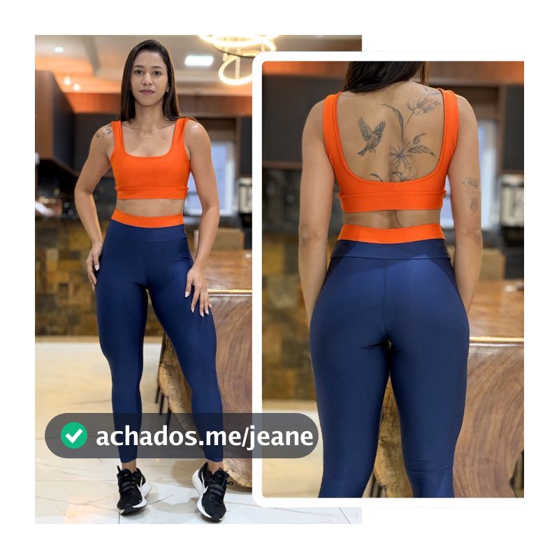 Conjunto de Academia BICOLOR Feminino Calça Legging + Top Regatinha com Zero Transparencia