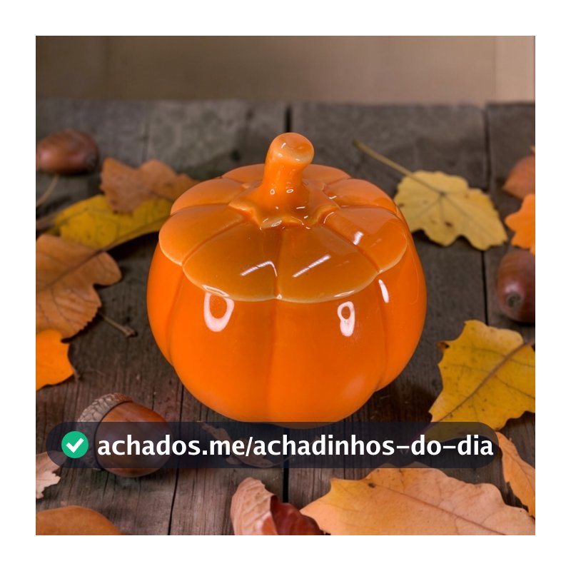 Abóbora Média 800mL Porta Doces e Biscoitos Mantimentos Condimentos Feita de Cerâmica Com Tampa Laranja