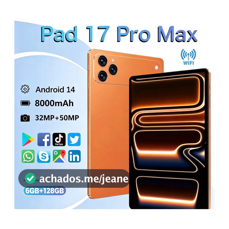 Tablet N17 Wifi com chip 10.1 8000mah Android, 6GB RAM 128GB Teclado+Mouse+Fones de ouvido Bluetooth Câmera
