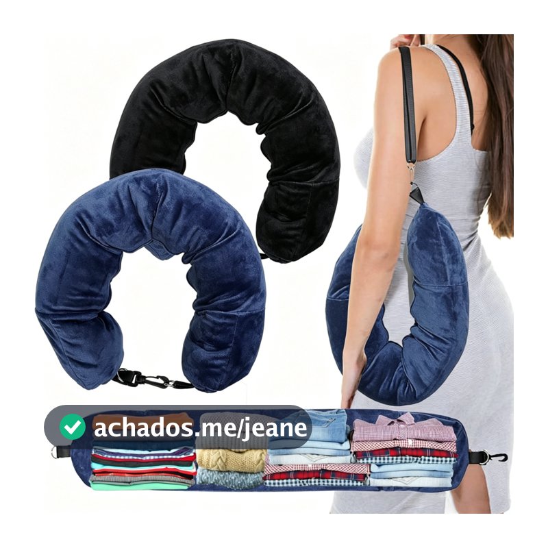 Almofada de Pescoço Dobrável com Enchimento de Roupas, Macia e Portátil, Economiza Espaço, Essencial para Viagem