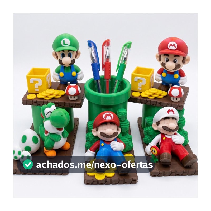 Porta Canetas Super Mario Bros Gamer Decoração Geek