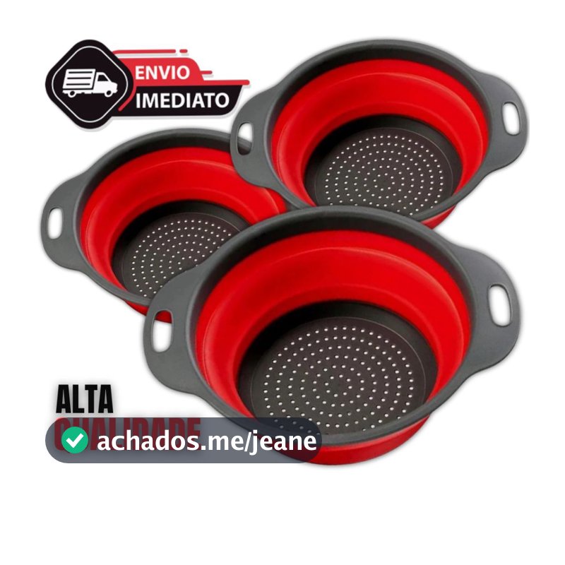 Escorredor Redondo Retrátil Dobrável Silicone Multiuso Verduras Frutas Arroz Macarrão Casa