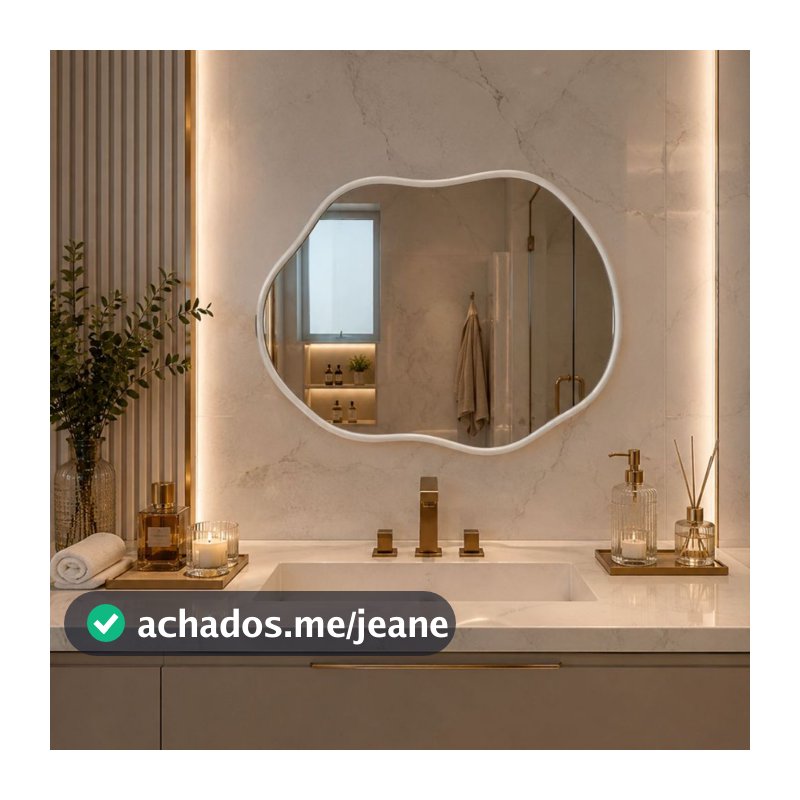 Espelho Orgânico Pedra 60x40cm Decorativo Moderno Para Sala Quarto Banheiro
