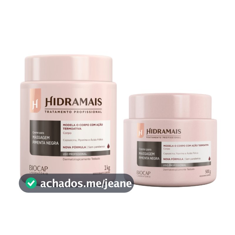 Hidramais Creme Para Massagem Pimenta Negra 1KG ou 500G