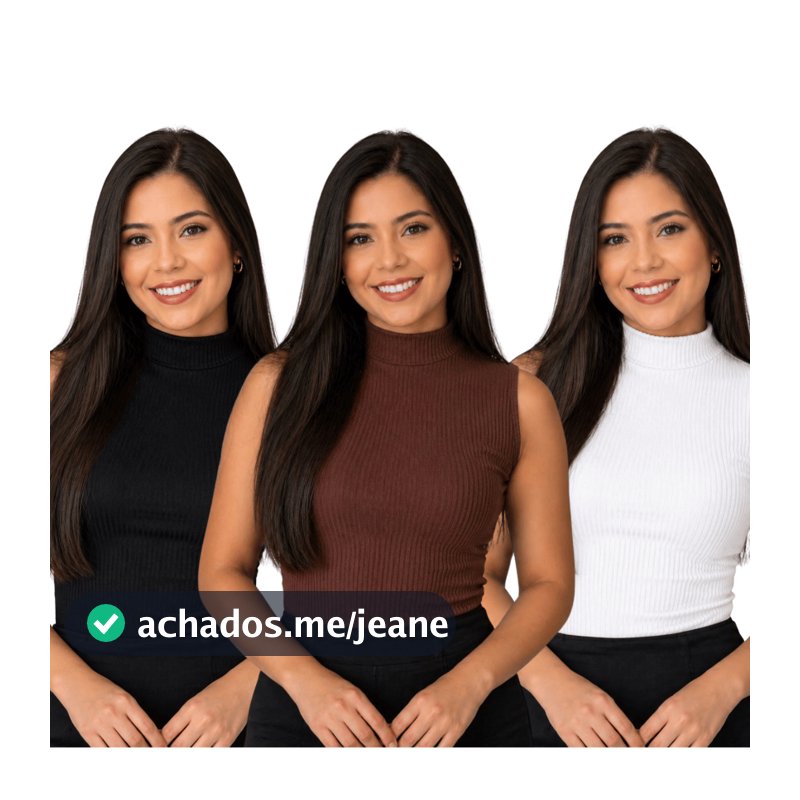 KIT 3 Regata Canelada Gola Alta Feminina Básica Elegante Confortável Modinha Casual