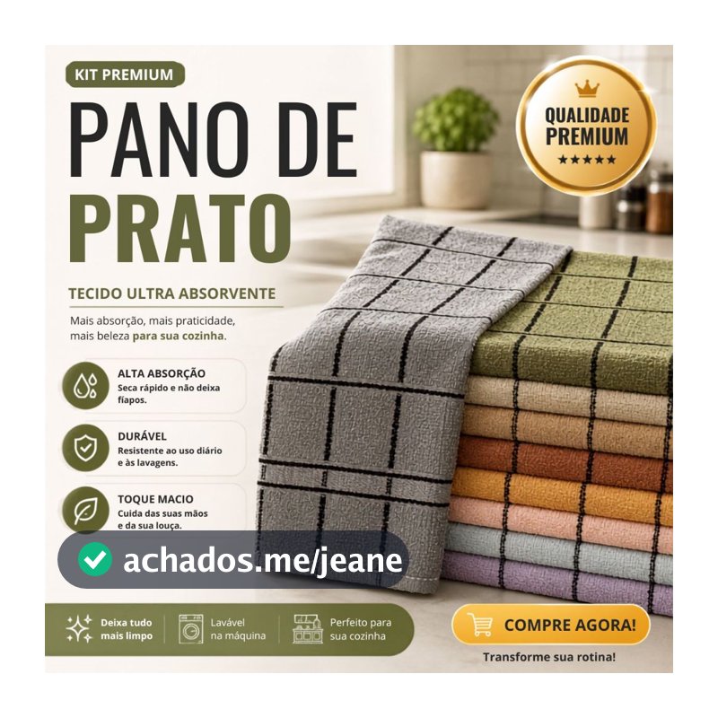 Kit Panos de Prato Cozinha Copa Felpudos Atoalhados Xadrez 100% Algodão