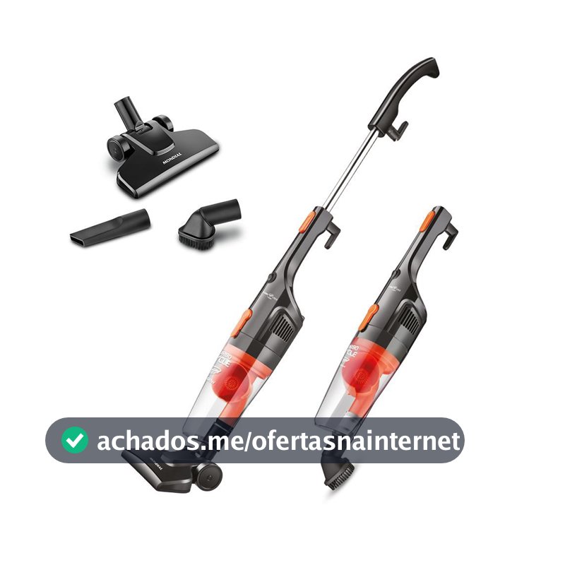 Aspirador de Pó Vertical 2 em 1 Mondial Turbo Cycle  Preto e Laranja 1100W AP-35