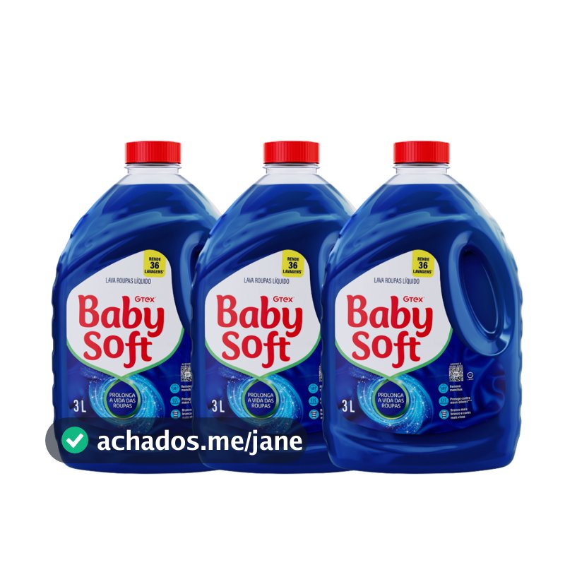 Kit 3 Lava Roupas Liquido Baby Soft Max Performance Azul - 3L