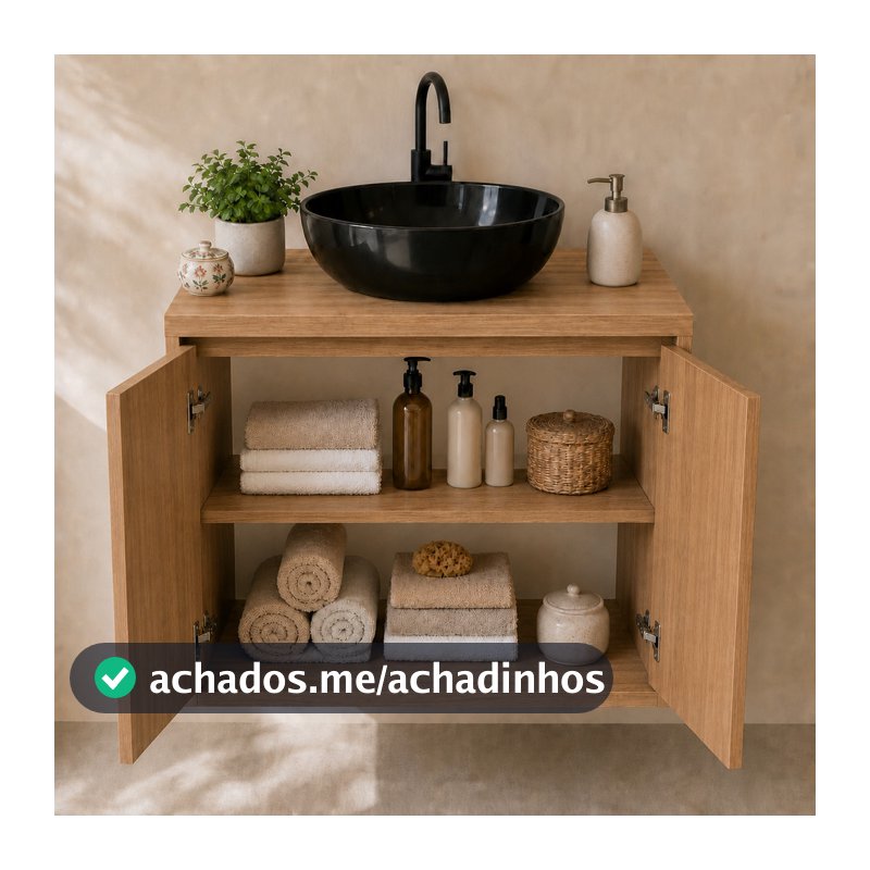 Gabinete Armário Banheiro Suspenso 70x70x52 MDF 2 Portas Soft Close Cor:Elmo Suíço