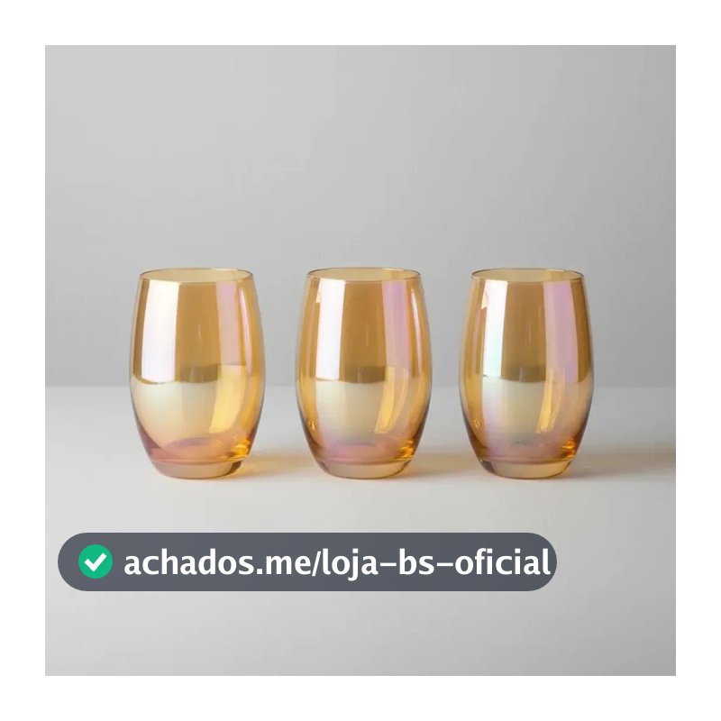 Kit 3 ou 6 Copos de Vidro Âmbar Califórnia 475ml para Água, Suco e Bebidas