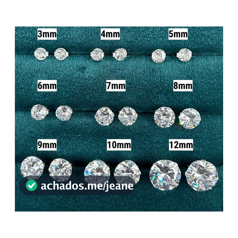 Brinco de Prata 925 Zircônia Redonda