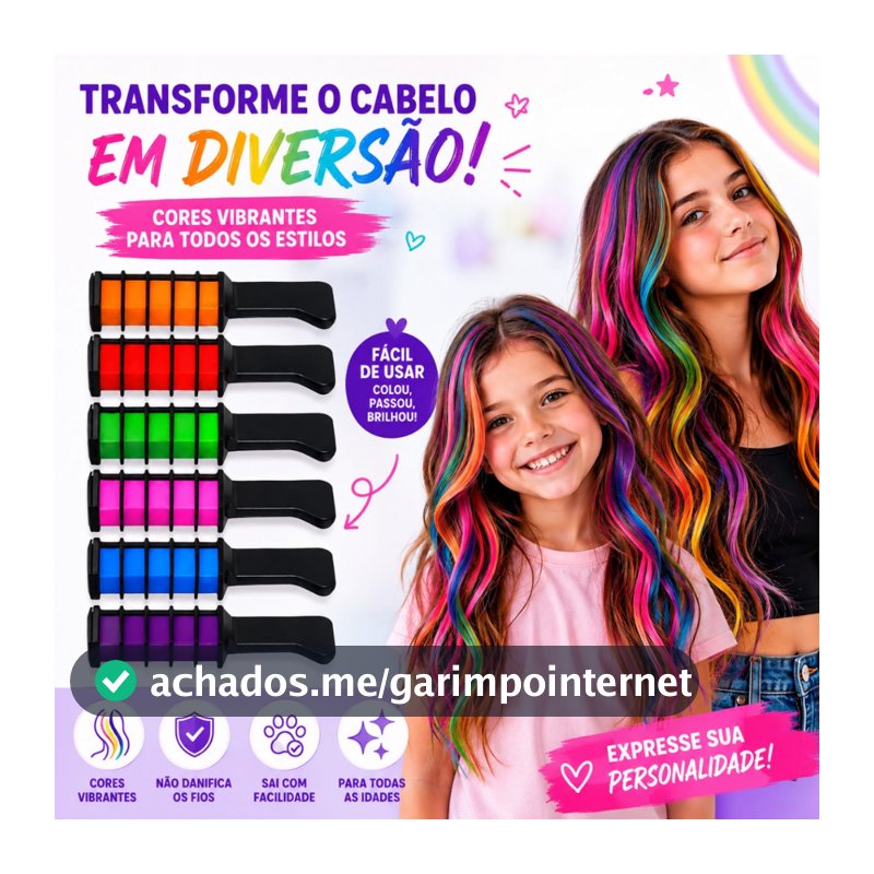 6 Pentes Coloridos Giz Para Cabelo De Meninas Cosplay Festas
