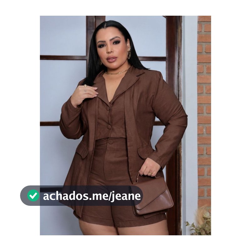 Conjunto Plus Size Blazer Duplo E Short Feminino Premium