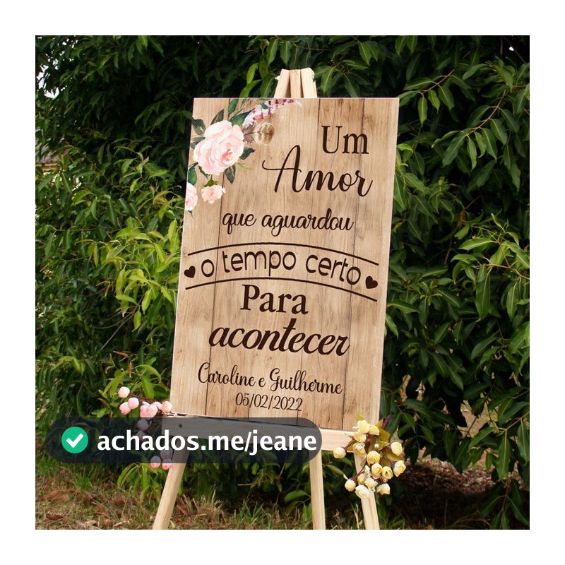 Placa Recepção Casamento Personalizada 40x60cm Bem-vindo