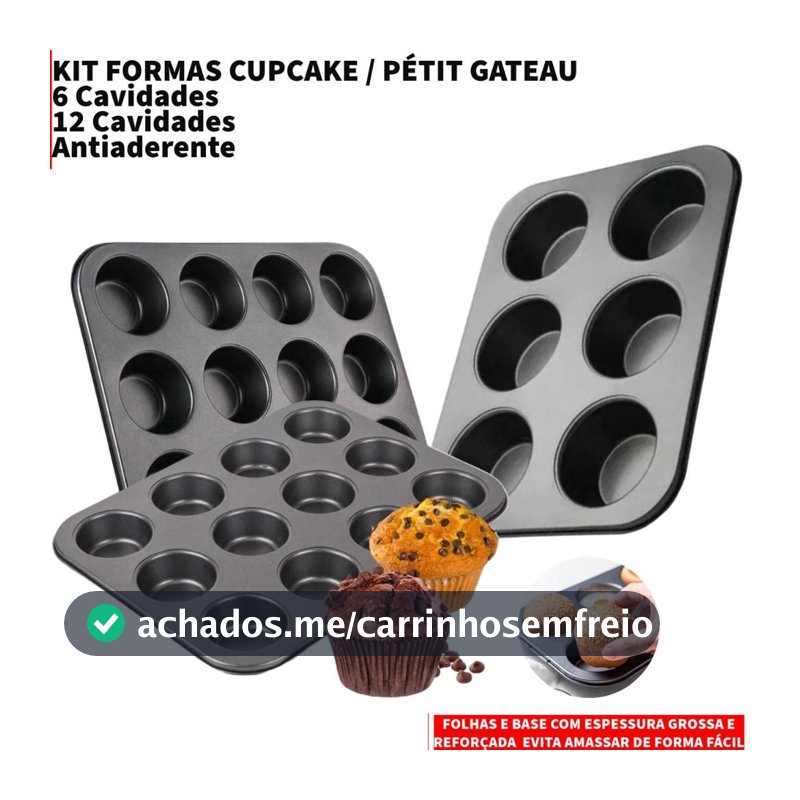 Forma Cupcake  Antiaderente Teflon Pão de Queijo Empadas Muffins Assadeira 6 Cavidades MP