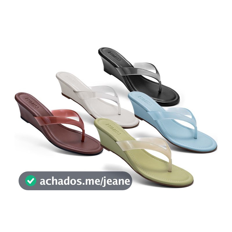 Tamanco de Dedo Feminino Lumiss Anabela Jelly Tira Transparente Salto Baixo Confortável Bico Redondo