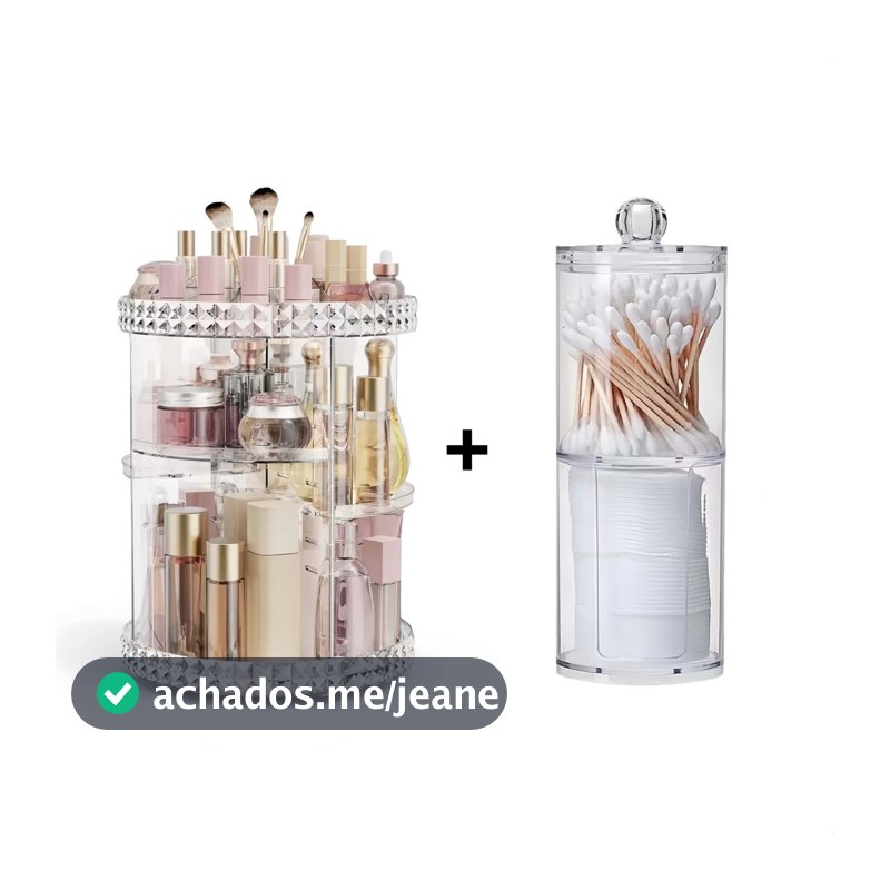 Organizador de maquiagem Acrílico Giratório 360º Suporte Para Cosméticos
