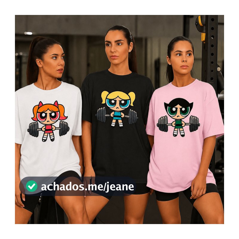 KIT 3 Camisetas ou 1 Blusão Feminino Roupa de Academia Fitness Meninas Super Poderosas Camisa Treino