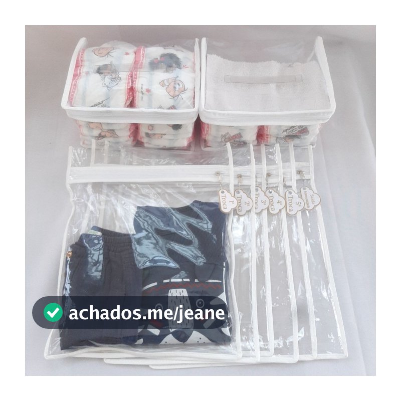 Kit 6 Saquinhos Bebe Gestante Organizador Mala Maternidade TAG + 2 Nécessaire Porta Fraldas Remédio.