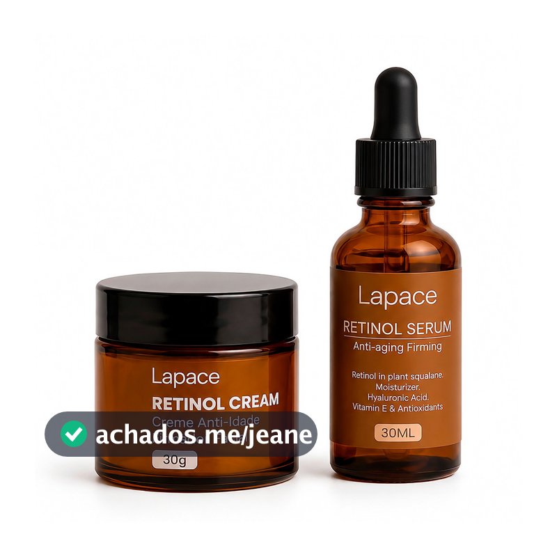Kit Facial Retinol Creme + Sérum Anti-Envelhecimento Coreano Anti-idade para Rosto Hidratante Firmeza Lapace
