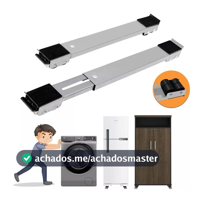 Suporte De Rodinhas Base Ajustável e Reforçada para Máquina de Lavar, Fogão, Geladeira, Móveis e Eletrodomésticos Domést