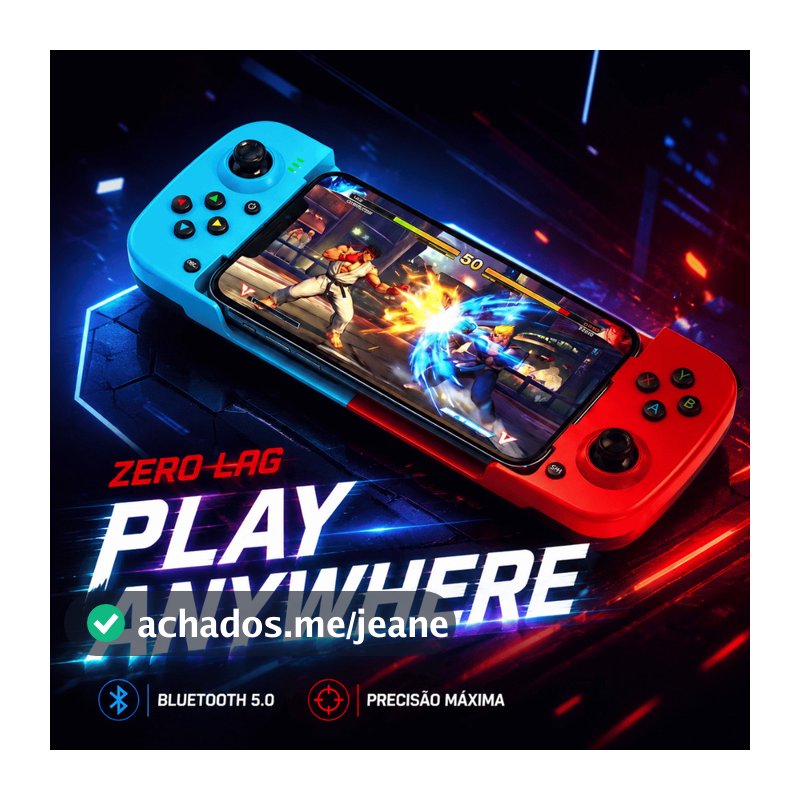 Controle Gamepad Bluetooth 5.0 para Celular Android iOS Extensível com Bateria 350mAh
