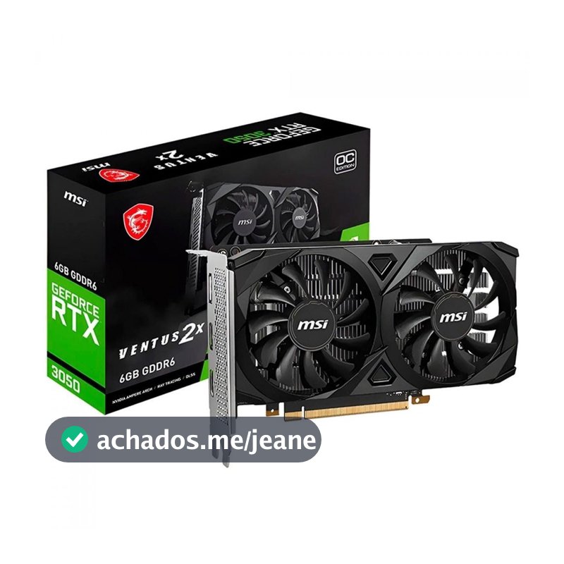 Placa de Vídeo MSI GeForce RTX 3050 Ventus 2X OC, 6GB, GDDR6, 96 bits, 912-V812