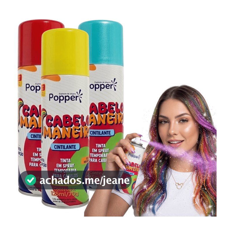 Tinta Spray Para Cabelo Maluco  Maneiro Cintilante Temporária Colorida 125ml Lavável Alegria Escola