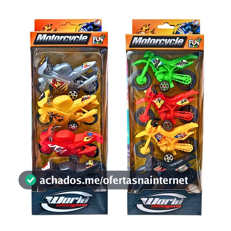 Kit 8 Motos Brinquedo Miniatura Fricção Coleção Moto Raly Esportiva Presente Menino Menina Atacado
