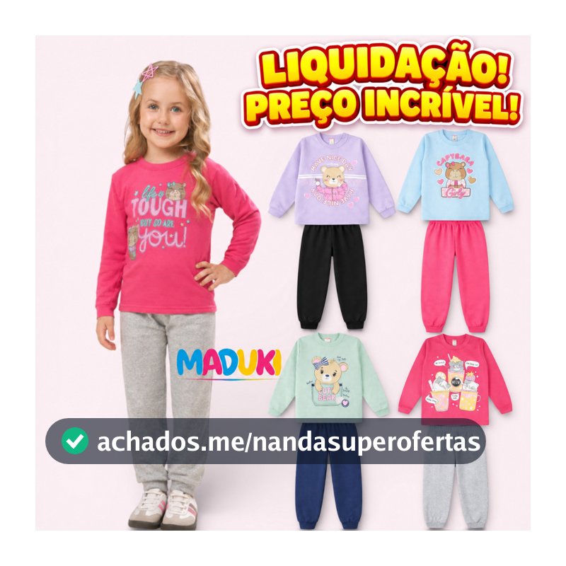 Kit 4 Peças Moletom Infantil Feminino Menina Inverno