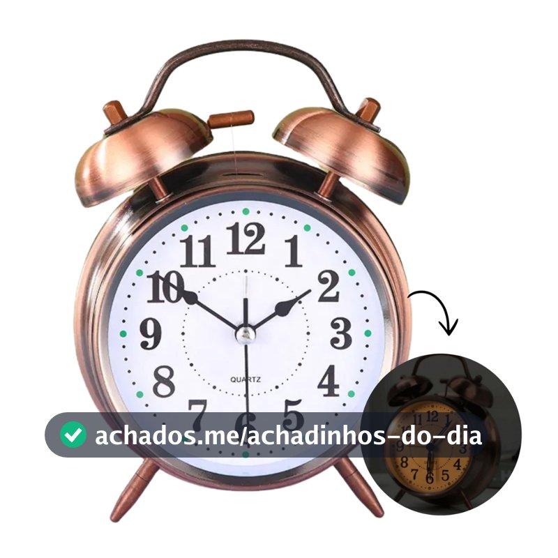 Relógio Despertador de Cabeceira e Mesa Analógico Vintage Antigo Clássico Retro Led