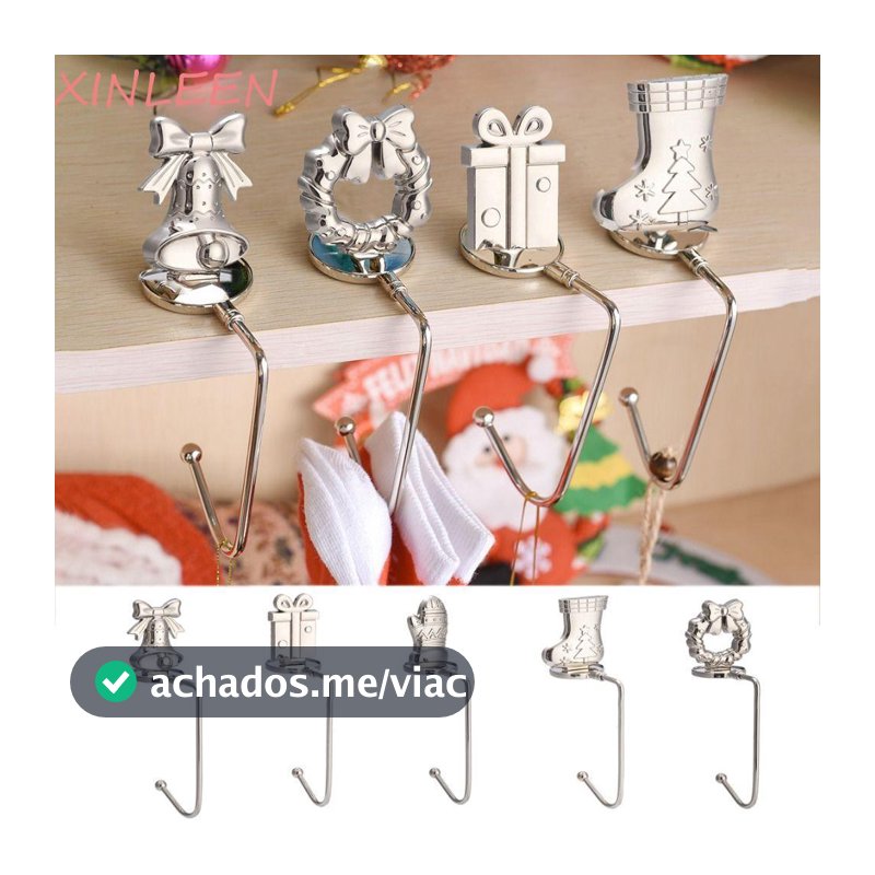 Gancho De Meia Para Lareira De Natal XINLEEN , Suporte Decorativo Meias De Guirlandas Antiferrugem , Ferro