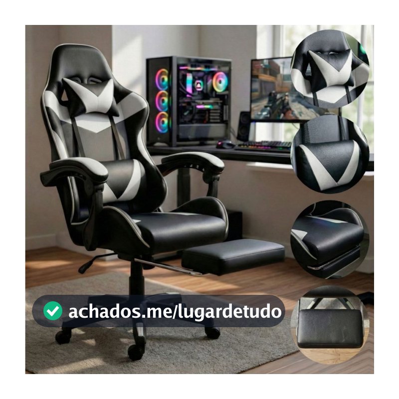 Cadeira Gamer Profissional Escritório Ergonômica Reclinável Confortável Com Rodinha E Apoio Para Pés