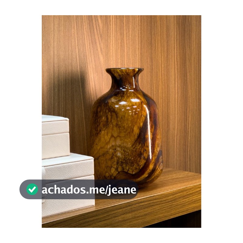 Vaso Decorativo Murano Mescla Âmbar 17x26cm Sofisticado