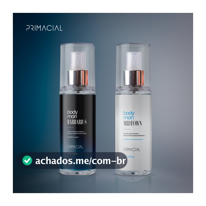 KIT BODY SPLASH MASCULINO BARBARIUS E MIDTOWN 200ML - PRIMACIAL PERFUME FRESCO AMADEIRADO