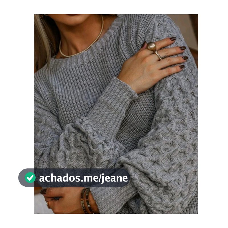 Blusa de frio feminina delicada com manga bufante texturizada