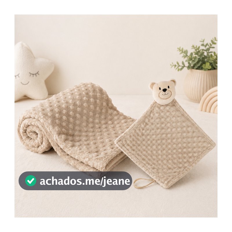 Manta Cobertor de Bebê c/ Naninha Para Menina Menino Infantil Mantinha Premium 02 Peça