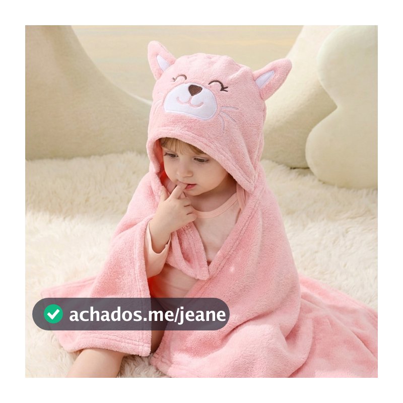 🔥Toalha de Banho Bebê Cobertor de Bebê 95x65cm Felpuda Capuz Infantil Recém Nascido Com Orelhinha  Menino e Menina