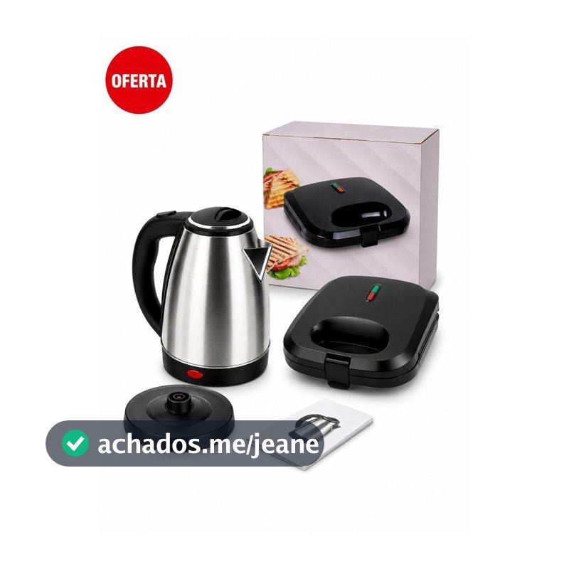 Kit Chaleira Elétrica Inox 2L + Sanduicheira Grill Startools 2 em 1 127V ou 220v 750W