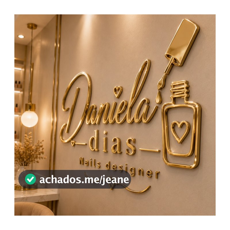 Letreiro Acrílico Espelhado Personalizado Nome ou Logo Para Clínica Loja Parede Decoração Nail Designer