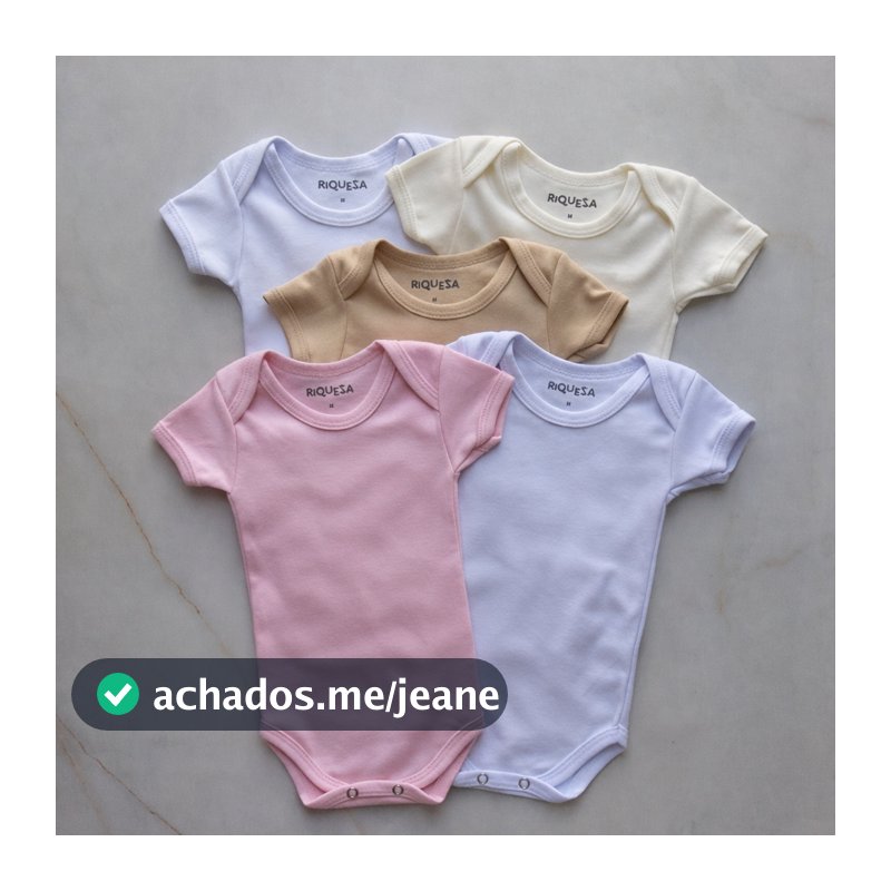 Kit 5 peças Body Bebe Manga Curta Menina e unissex 100% Algodao Verao Malha Suedine