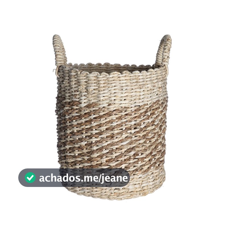 cesto organizador de palha seagrass 40cm com alças duo multiuso - Oikos
