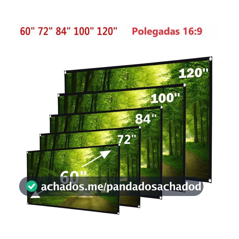 Telão de Projeção Matte White - 60” 72” 84” 100” 120” | Ideal p/ Projetores Full HD e 4K