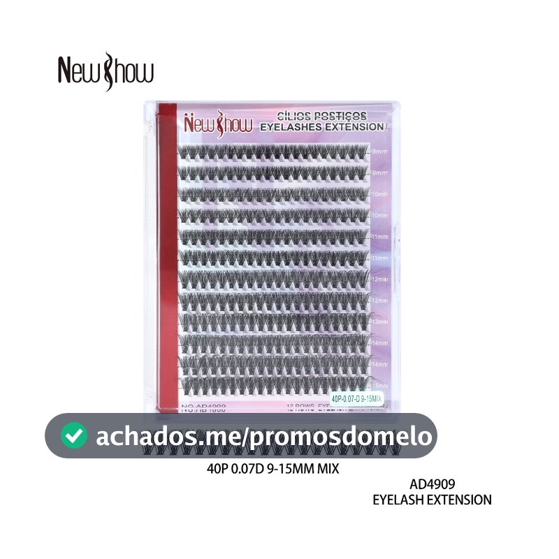 New Show Cílios Postiços Tufo Volume 20P/30P/40P D Curl Mix 9-15mm-Extensão Profissional/PACOTE