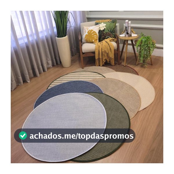 Tapete Sisal Redondo 100x100 Lançamento Antiderrapante Elegante para Sala Quarto Escritório e Decoração
