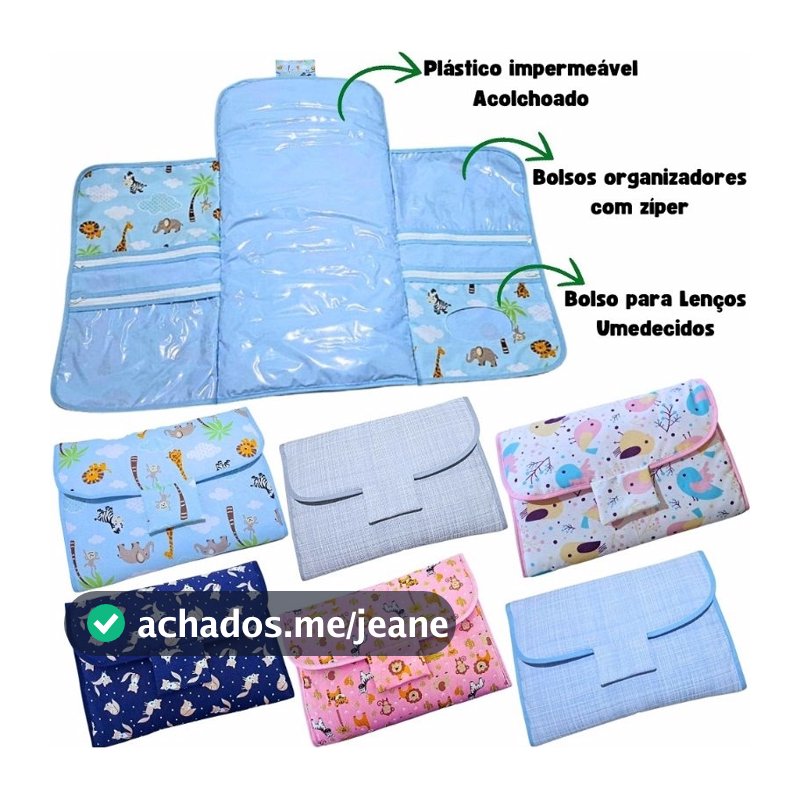 Trocador de Fraldas para Bebê Portátil - Bolsos com Zíper e Porta Lenços Umedecidos Bebe Fraldas Dobrável